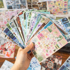 TIANZI 30/60 Sheets Cute Die cut Stickers book Retro Cartoon Handmade Scrapbooking Handbook Material Phone Stickers Kids Gift