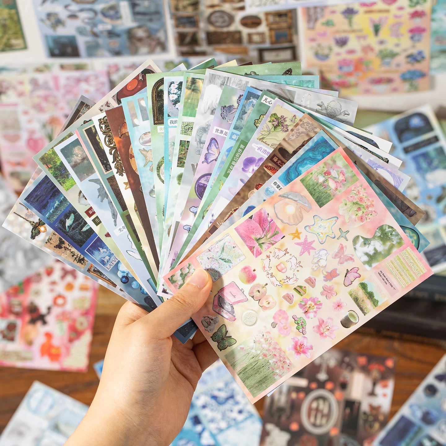 TIANZI 30/60 Sheets Cute Die cut Stickers book Retro Cartoon Handmade Scrapbooking Handbook Material Phone Stickers Kids Gift
