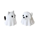 2 pieces - Ghost Cat and Ghost Dog holiday statue decorations, made of plastic, Halloween gifts, funny birthday presents, desktop decorative ornaments, party favor fillers