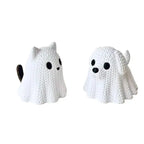 2 pieces - Ghost Cat and Ghost Dog holiday statue decorations, made of plastic, Halloween gifts, funny birthday presents, desktop decorative ornaments, party favor fillers