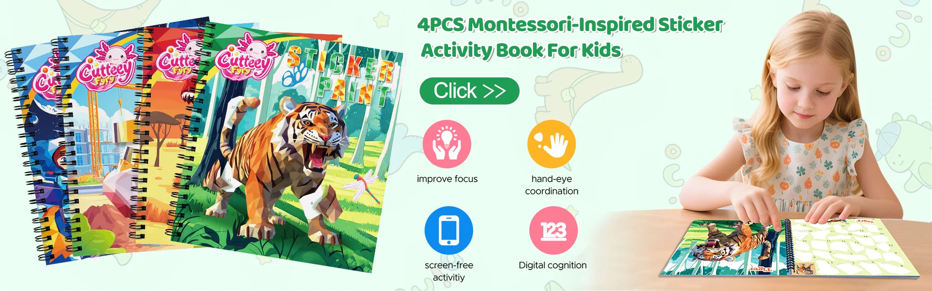 1-6PCS Sticker Book For Kids Unicorn Sticker Paint Book Mermaid Children's Sticker By Number For Birthday Gift Girls Stationery