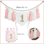 Boho 1st Birthday High Chair Banner Pink Party Decoration For Girl Baby Shower Wall Hangings Decorative For Kids Bedroom