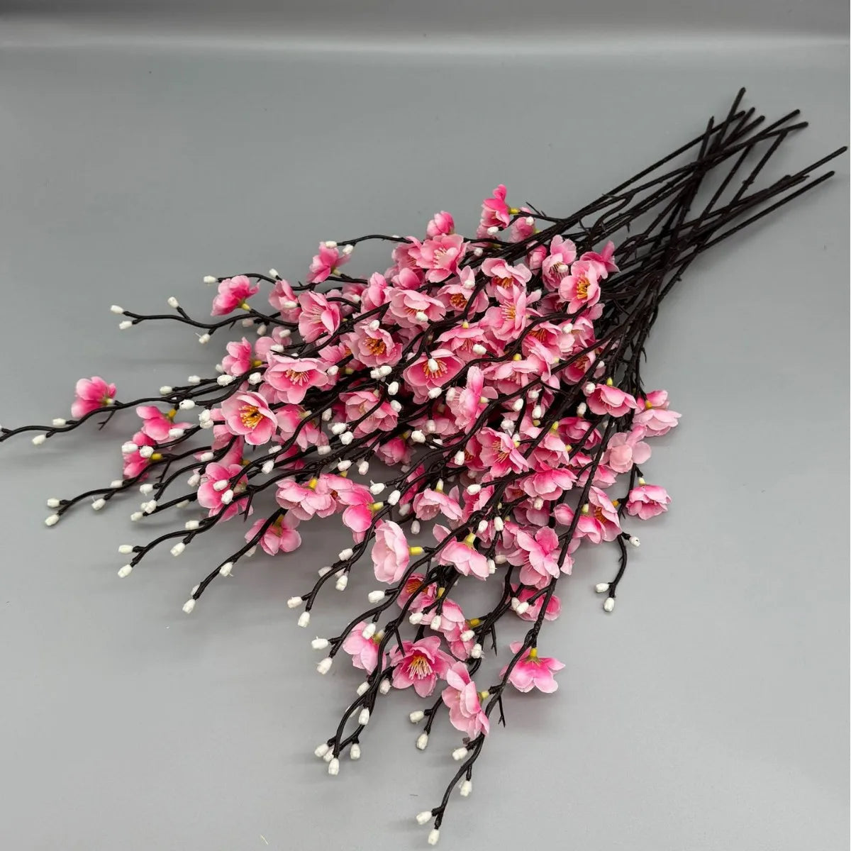 Artificial Plum Blossom 21.7'' Fake Wintersweet Long Stem Plastic  Flowers for Home Hotel Office Wedding Party Garden Decoration