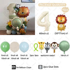 45pcs Lion Giraffe Balloon Cream White Number Birthday Balloon Set Jungle Animal Theme Birthday Party Decoration Suprise Gift