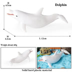 Oenux Ocean Life Animals Whale Dolphin Basking Shark Narwhal Tropical Fish Model Action Figures PVC Education Toy Kids Gift