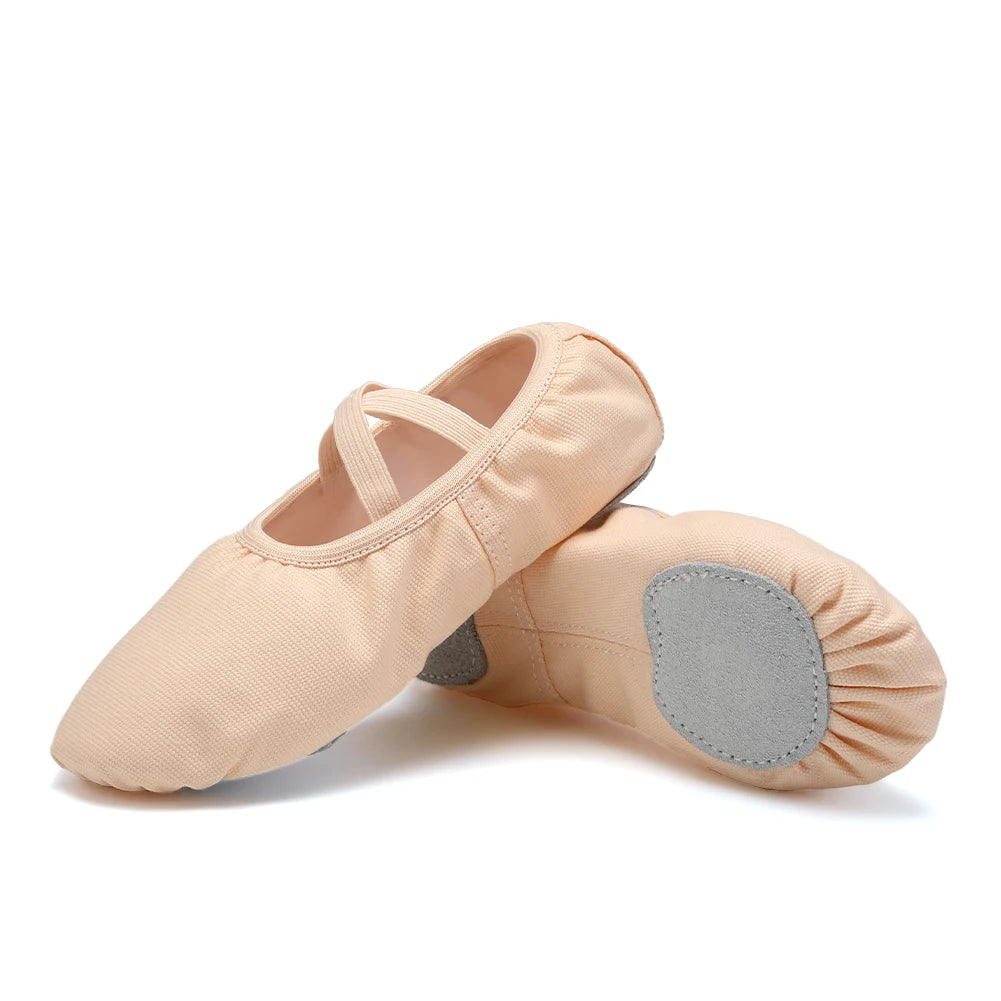 Canvas Ballet Shoes Split Sole Dance Slippers for Kids Adults