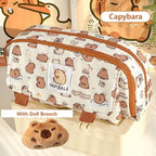 INS Capybara Four-layer Large Capacity Pen Bag Cute Cartoon Pencil Case Stationery Organizer Storage Bag For Students Gift