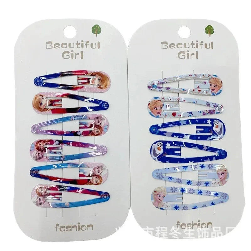 Random 5/10pcs Frozen Elsa Hair Clip Children's Cute Disney Hair Accessories Digital Printed Hair Clip Minimalist Birthday Gifts