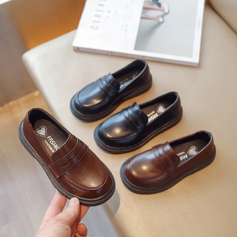 Children's Leather Shoes Classic British Style for Boys Girls
