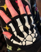 New Punk Gloves Unisex Halloween Skeleton Skull Half Finger Gloves Glow In The Dark Fingerless Stretch Knitted Winter Mittens