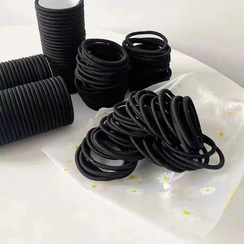 20/50/100PCS/SET Black Nylon Basic Hair Ring Elastic Hair Bands For Women Girls Hair Tie Scrunchie Rubber Bands Hair Accessories