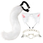 FluffyAnime Animal Fur Fox Tail Cat Paws Gloves and Ears Headwear Face Mask Cosplay Costume  Set Halloween Party Accessorie