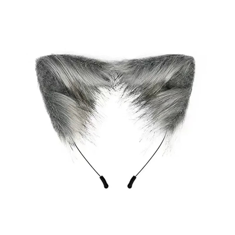 FluffyAnime Animal Fur Fox Tail Cat Paws Gloves and Ears Headwear Face Mask Cosplay Costume  Set Halloween Party Accessorie