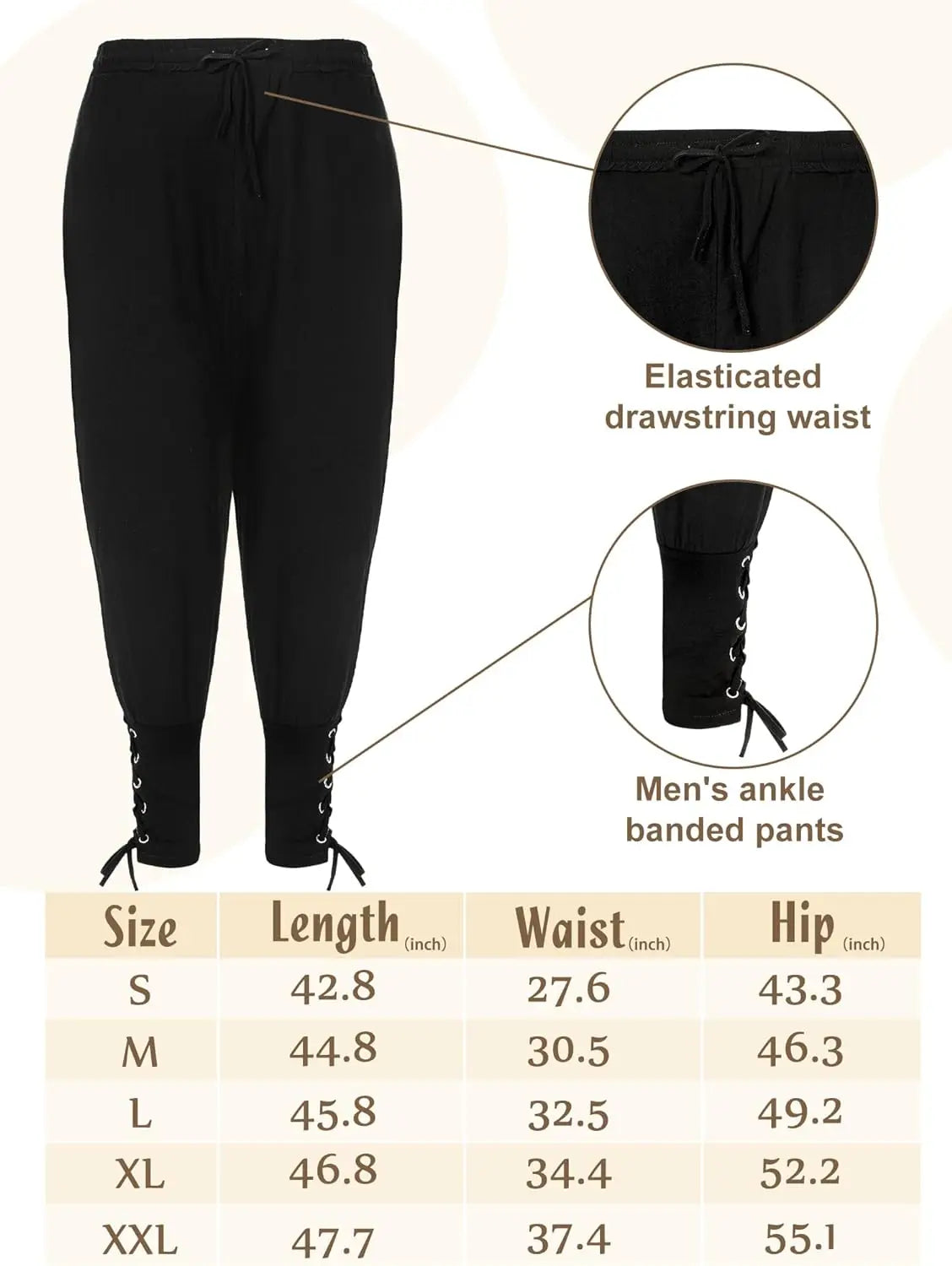 4 Pcs Halloween Men's Renaissance Costume Set Medieval Pirate Shirt Ankle Banded Pants Viking Belt Accessories