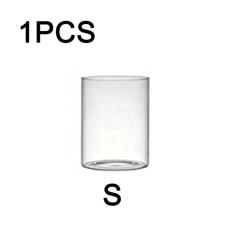 Cylinder Glass Cup Candlestick Wedding Transparent Candle Cup Holder Glass Vase Dining Table Candle Container Art Storage Jar