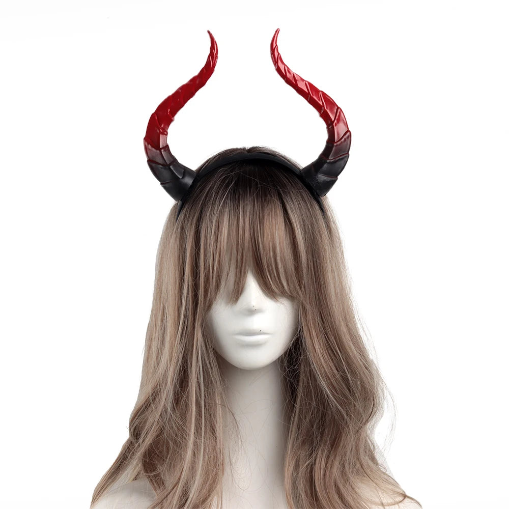 Demon Horns Headpiece Cosplay Animal Antelope Cow Devil Headwear Halloween Headdress Carnival Party Costumes Props Gifts