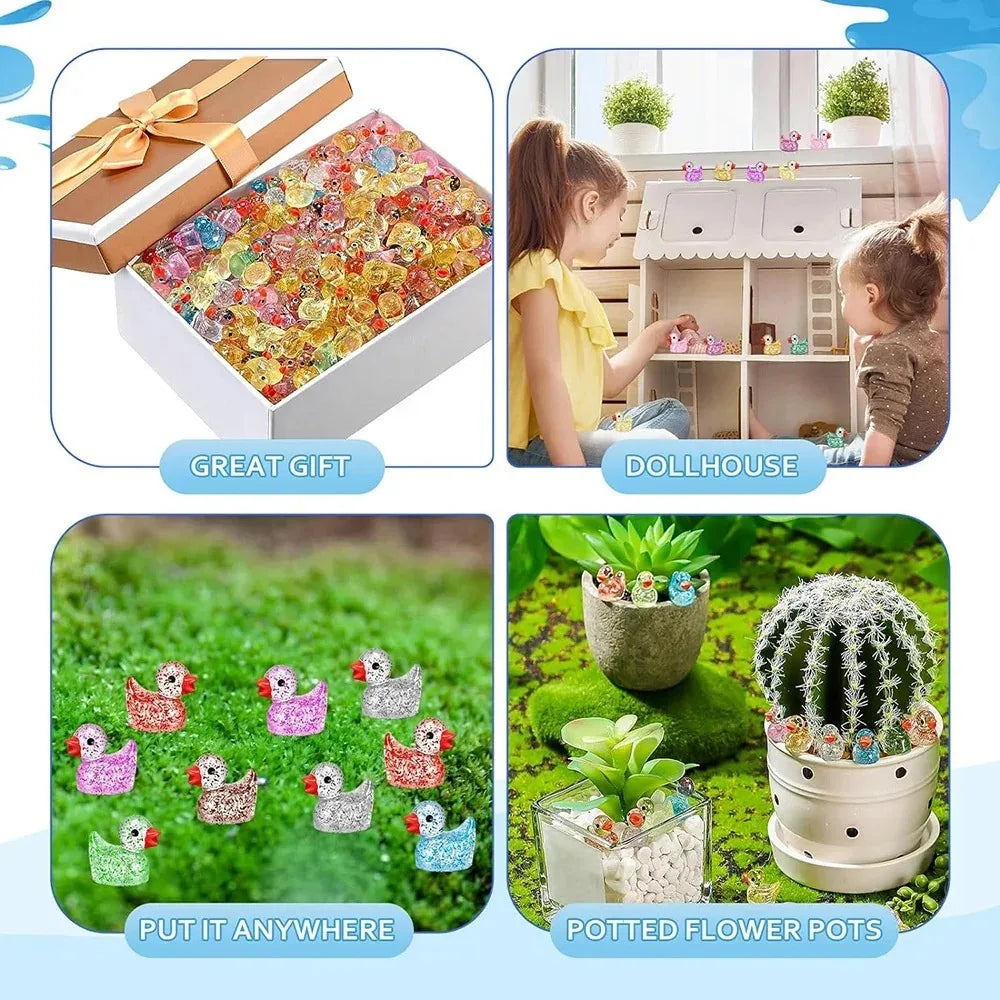 ~Glitter Miniature Resin Duck Mini Tiny Ducks for DIY Garden Micro Landscape Aquarium Potted Dollhouse Decoration Decor