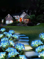 1PC Solar Hydrangea Lights With 3 Heads,LED Artificial Flower Lights,Used For Outdoor Yard, Garden,Lawn,Fence,Pathway Decoration