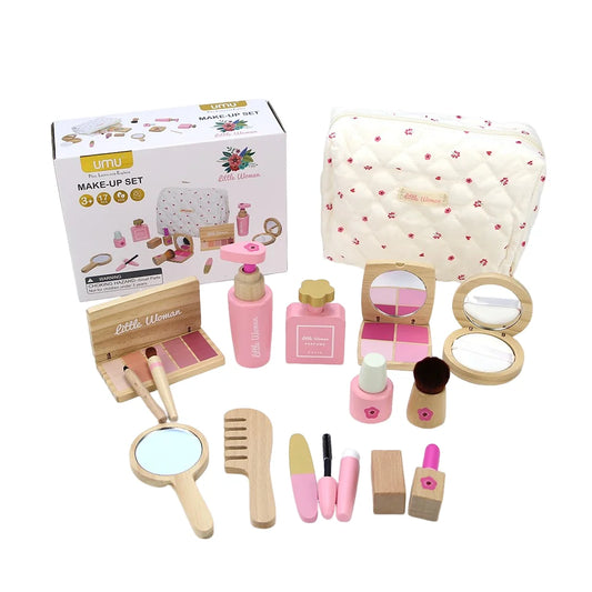 Wooden Pretend Play Makeup Toys – Girls Hairdressing Simulation Set