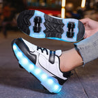 Light Up Roller Shoes Kids LED Sneakers USB Charge Sport Shoes