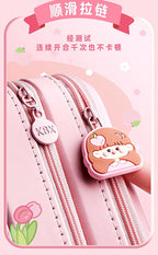 3D Astronaut Pencil Case Boys Stationery New Popular Student Double-layer Large Capacity Waterproof Pink Rabbit