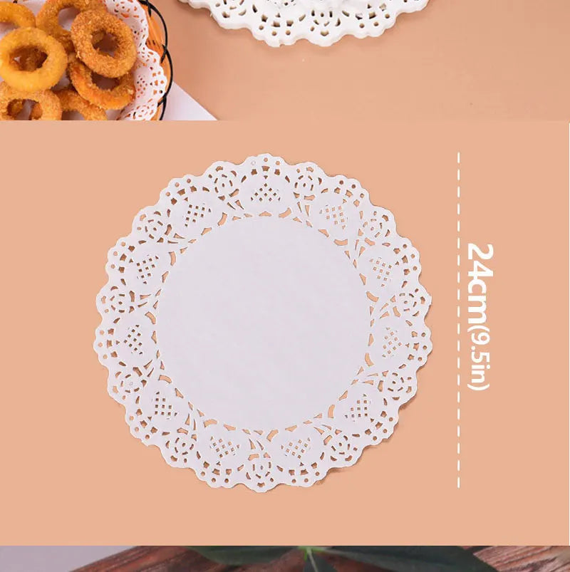 150Pcs Kitchen Fried Food Special Flower Bottom Paper Oil-absorbing Paper Baking Cake Pizza Snack Round Household Lace Paper Pad