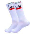 New UAE Cycling Socks rTeam Bike Nurse Compression Road Bike Running Mtb Knee-high White Sports Running Football Socks