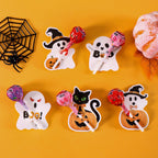 48pcs Halloween Lollipop Holder Cards Cute Pumpkin Ghost Pattern for Birthday Halloween Party Decoration DIY Gifts Supplies