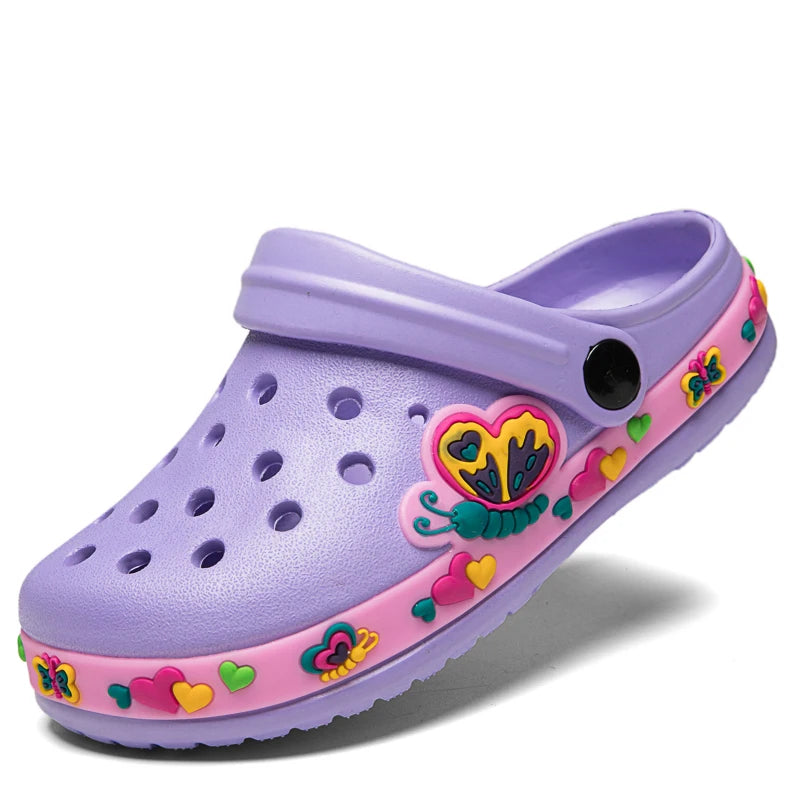 Kids Clogs Garden Shoes Boys Girls Unicorn Dinosaur Beach Flat Sandals Slippers Children Sandals Anti Skid Slipper Summer Hole
