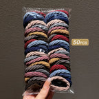 50pcs Girl Mixed Color Simple Hair Ties Hair Accessories