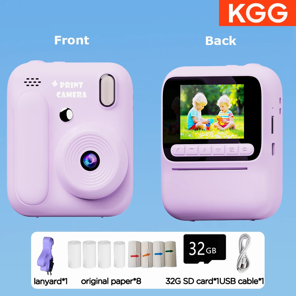 Kids Instant Camera Color Printing Camera 32GB 1080P Thermal Print Toys Camera Print Photo Video Games Music Children Gift