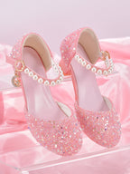Girls Princess Party Heels Shiny Star Dress Shoes for Kids