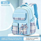 Protecting The Spine Ergonomics Elementary School Students Girls Checkered Backpack Large Capacity Lightweight Waterproof