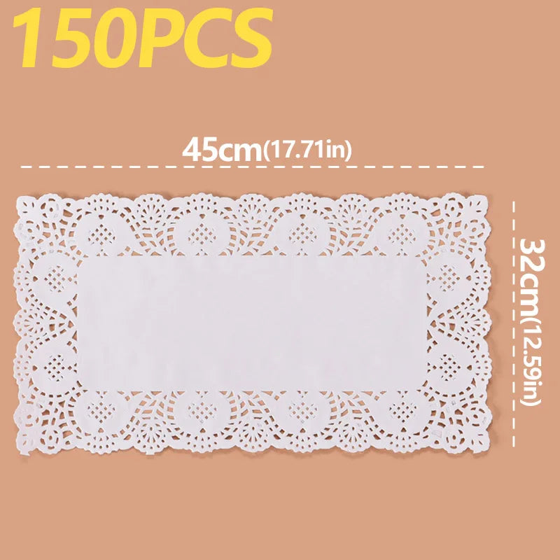 150Pcs Kitchen Fried Food Special Flower Bottom Paper Oil-absorbing Paper Baking Cake Pizza Snack Round Household Lace Paper Pad