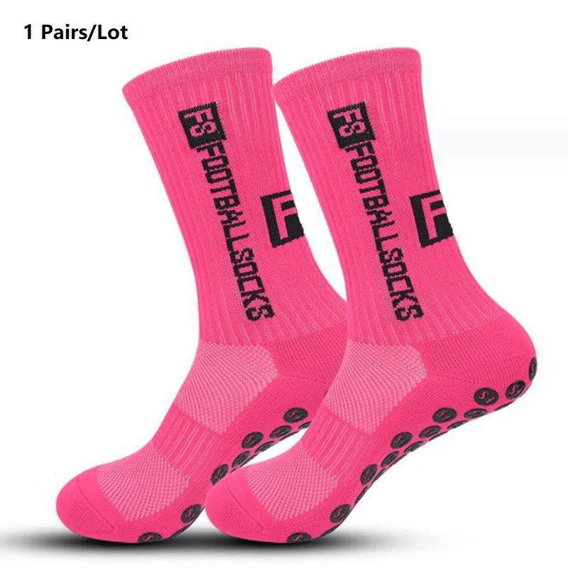1 Pair Non Slip Soccer Socks Men Non Skid Grip Football Basketball Sport Cycling Socks 2025 New