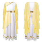 Girls Athena Costume Greek Princess Dress Ancient Greece Roman Toga with Laurel Headwear Halloween Carnival Cosplay Outfits Sets
