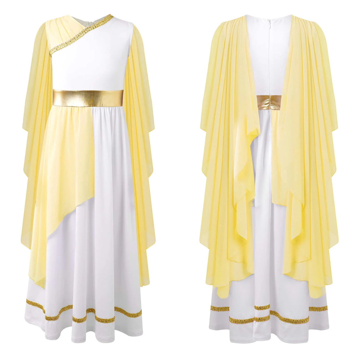Girls Athena Costume Greek Princess Dress Ancient Greece Roman Toga with Laurel Headwear Halloween Carnival Cosplay Outfits Sets