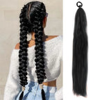 LUPU Synthetic Ponytail Extension with Elastic Tie Hair Band 26" Long Straight Colored Braiding Ponytail Ombre Pink Purple Blue