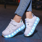 Light Up Roller Shoes Kids LED Sneakers USB Charge Sport Shoes