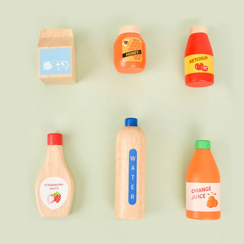 Wooden Pretend Play Drink Set Montessori Kids Educational Toy