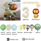 45pcs Lion Giraffe Balloon Cream White Number Birthday Balloon Set Jungle Animal Theme Birthday Party Decoration Suprise Gift