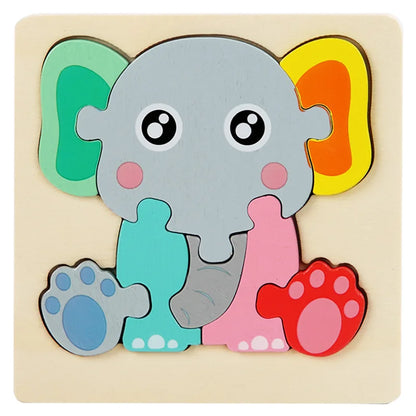 Wooden Montessori Animal Puzzle Colorful Educational Toy for Kids