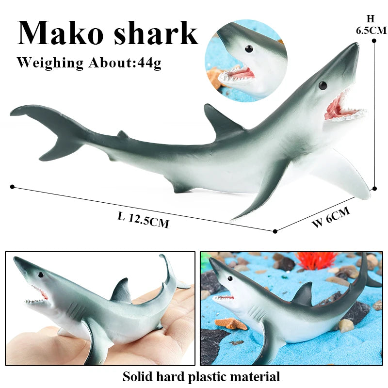 Oenux Ocean Life Animals Whale Dolphin Basking Shark Narwhal Tropical Fish Model Action Figures PVC Education Toy Kids Gift
