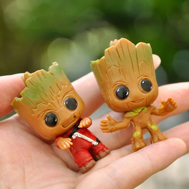 4Pcs/Set Cute Groot Miniature Model Home Supplies Decoration Figurine Handicrafts Anime Hero Tree Man Character Decoration