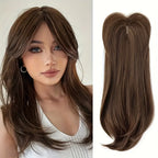 [22 Inch Straight Wig Block] Elegant 22 Inch Women's Straight Synthetic Wig Block, High Temperature Fiber, Light Brown to Black