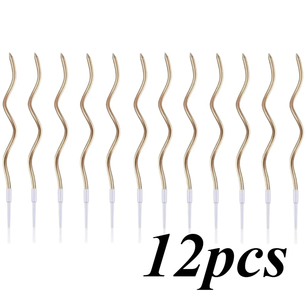 6/12/48pcs/1case Birthday Candles Spiral Cake Candles  Long Thin Cake Candles For Wedding Party And Cake Decoration