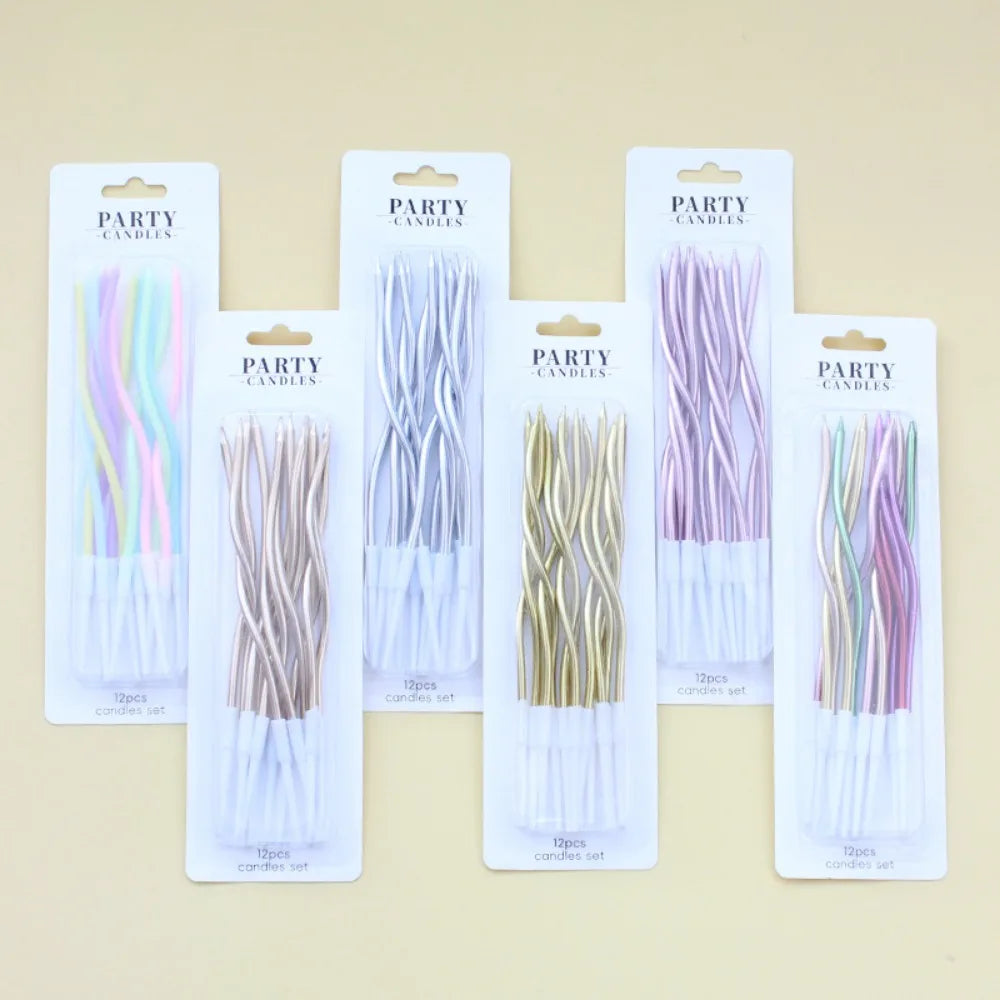 6/12/48pcs/1case Birthday Candles Spiral Cake Candles  Long Thin Cake Candles For Wedding Party And Cake Decoration
