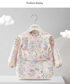 1PC Child Feeding Bib Waterproof Long Sleeve Apron Rice Pocket Feeding Blouse Toddler Bibs Children's Summer Thin Feeding Smock