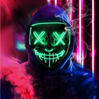 Wireless Halloween Neon LED Purge Mask Masque Masquerade Party Masks Light Grow in the Dark Horror Mask Glowing Masker