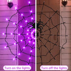Halloween Ghost LED String Lights – Colorful Spider Web Decor